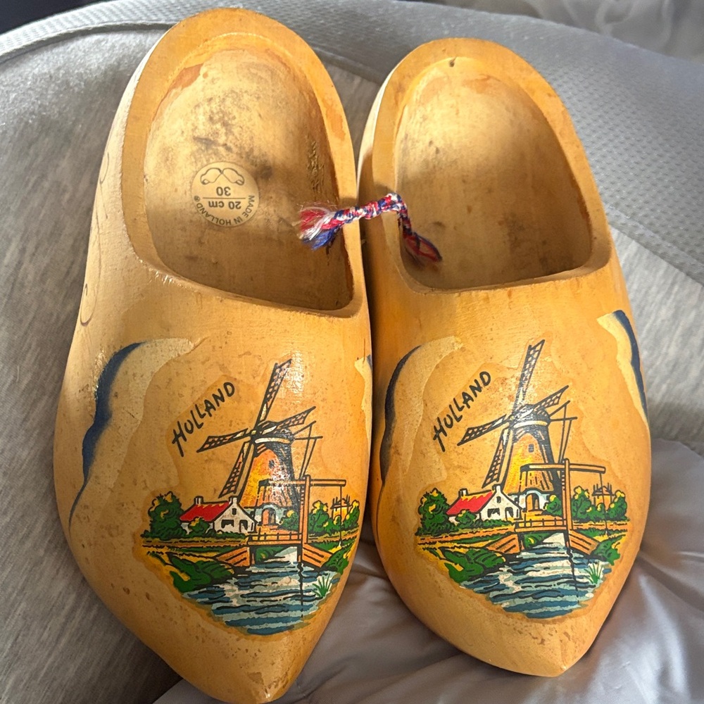 Holland Wooden Clogs with Windmill Design